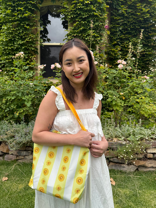 Kiwi Fruits and Flowers Tote Bag