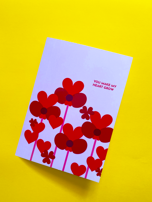 A5 Size Greeting Card You Make My Heart Grow (Pink)