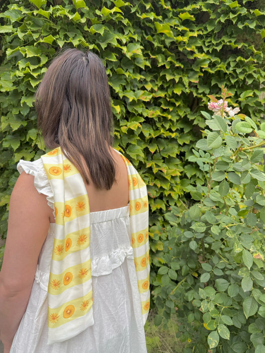 Kiwi and Flowers Scarf