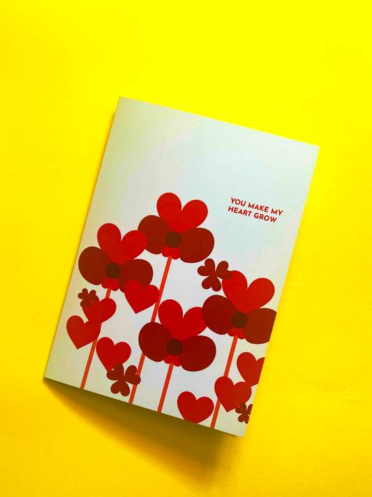 A5 Size Greeting Card You Make My Heart Grow (Blue)
