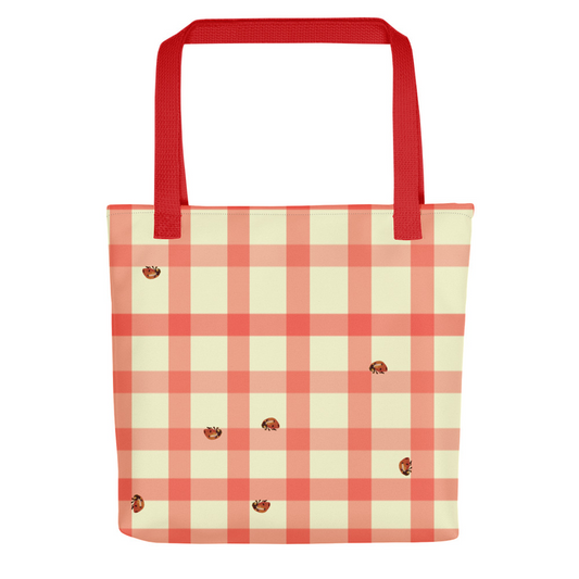 Ladybugs On Lines Tote Bag